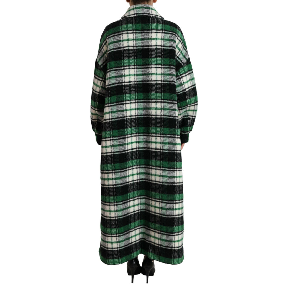 Dolce & Gabbana Elegant Green Plaid Long Coat