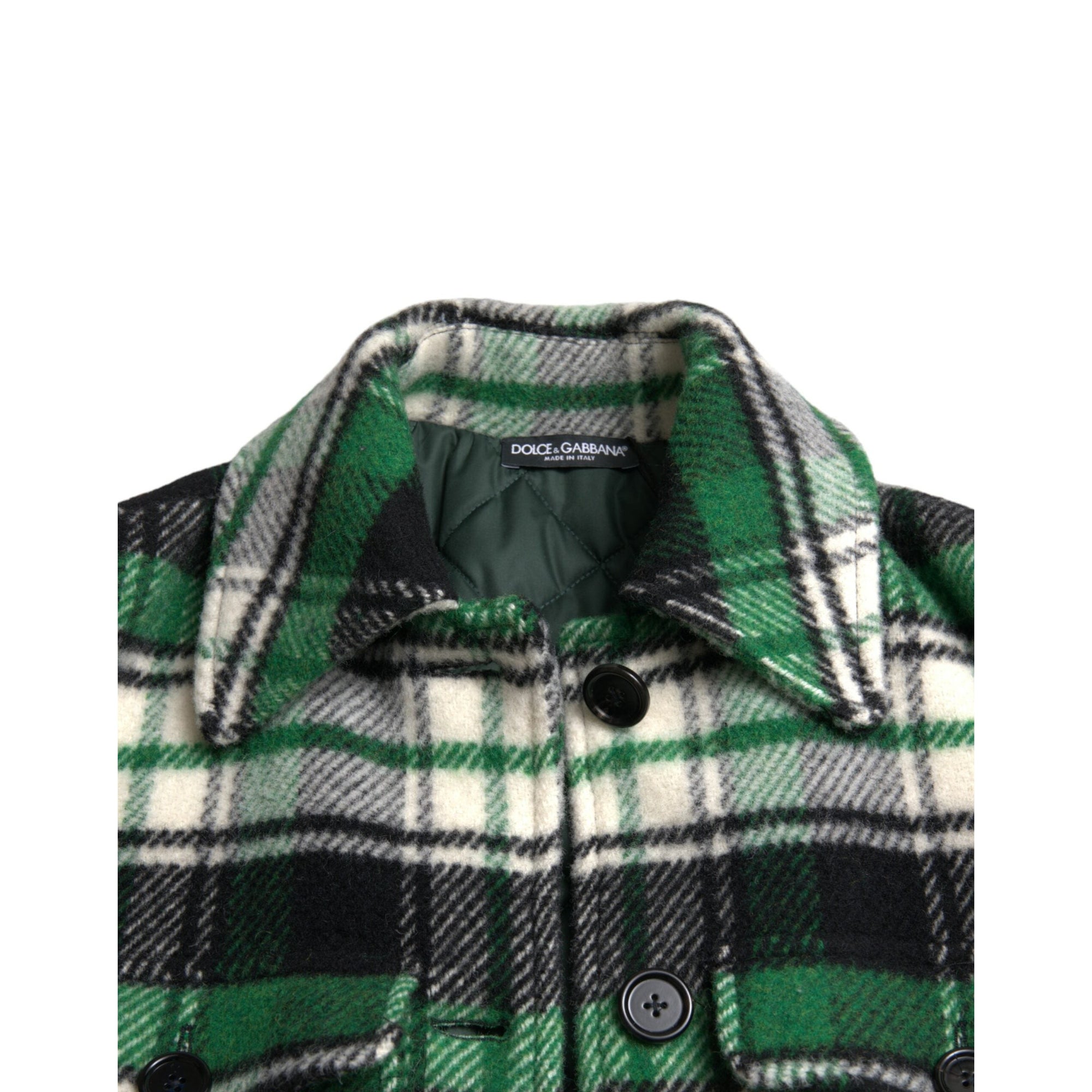 Dolce &amp; Gabbana Elegant Green Plaid Long Coat