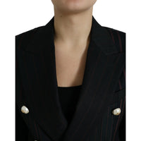 Dolce & Gabbana Elegant Striped Double Breasted Wool Blazer