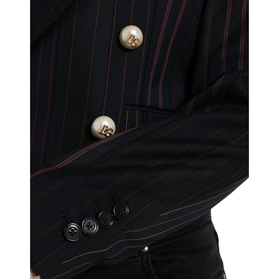 Dolce & Gabbana Elegant Striped Double Breasted Wool Blazer