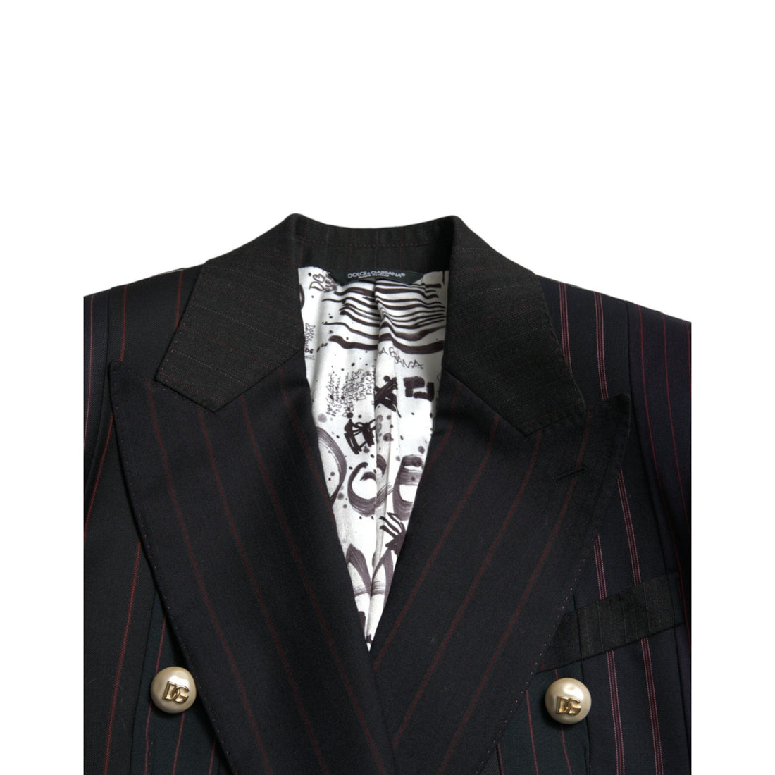 Dolce & Gabbana Elegant Striped Double Breasted Wool Blazer