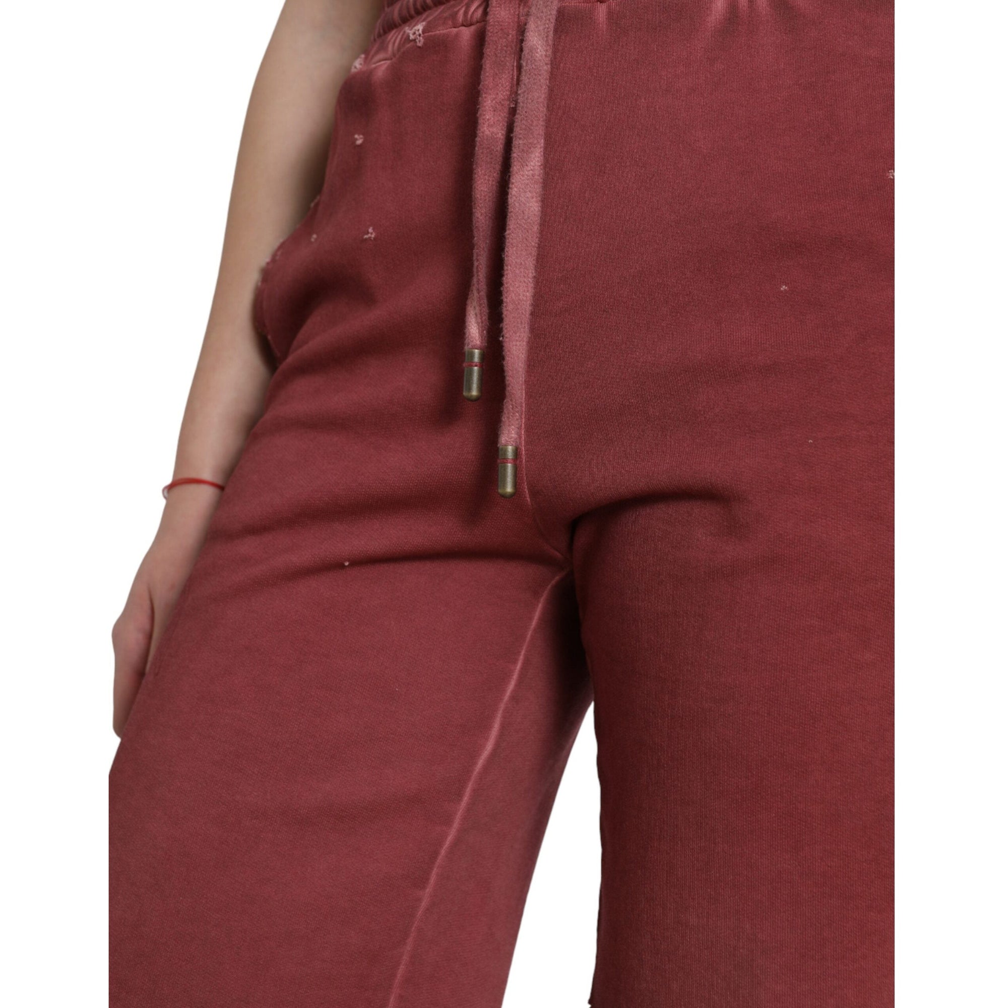 Dolce &amp; Gabbana Chic Maroon High-Waist Designer Sweatshorts