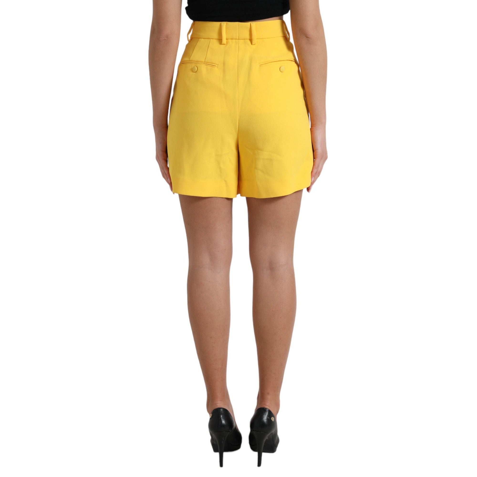 Dolce &amp; Gabbana Elegant High Waist Bermuda Shorts in Sunny Yellow