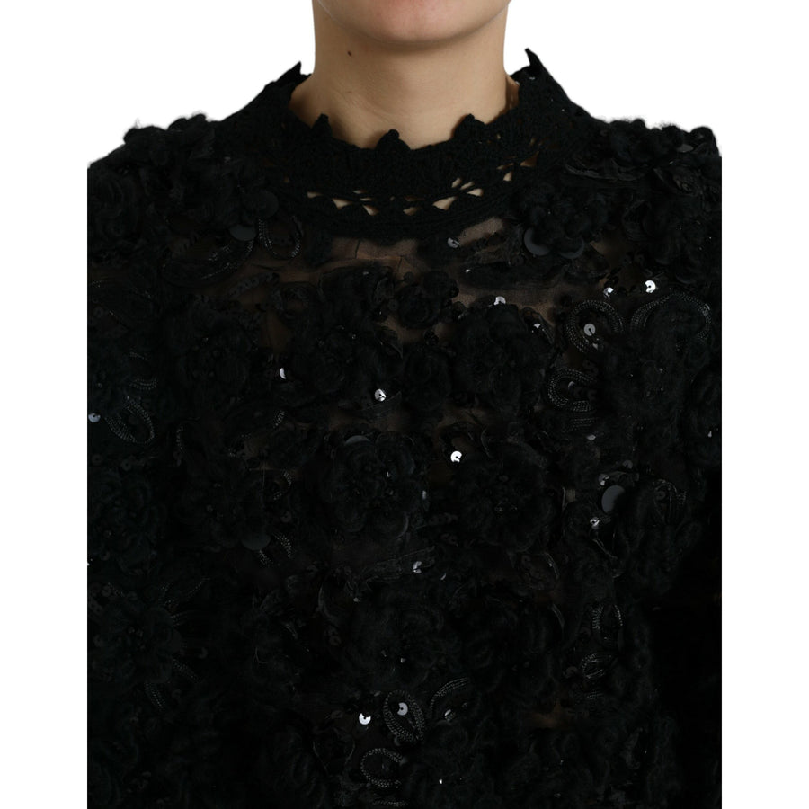 Dolce & Gabbana Sequin Embellished Black Pullover