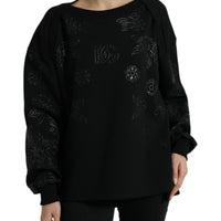 Dolce & Gabbana Elegant Black Floral Applique Sweater