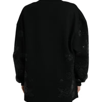 Dolce & Gabbana Elegant Black Floral Applique Sweater