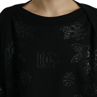 Dolce & Gabbana Elegant Black Floral Applique Sweater