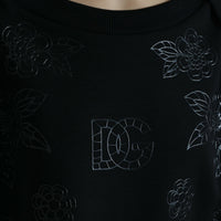 Dolce & Gabbana Elegant Black Floral Applique Sweater