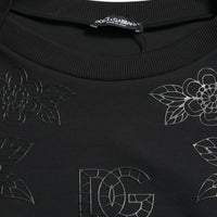 Dolce & Gabbana Elegant Black Floral Applique Sweater