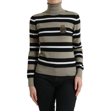 Dolce & Gabbana Multicolor Striped Wool Turtleneck Sweater