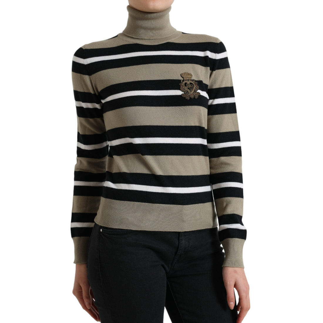 Dolce & Gabbana Multicolor Striped Wool Turtleneck Sweater