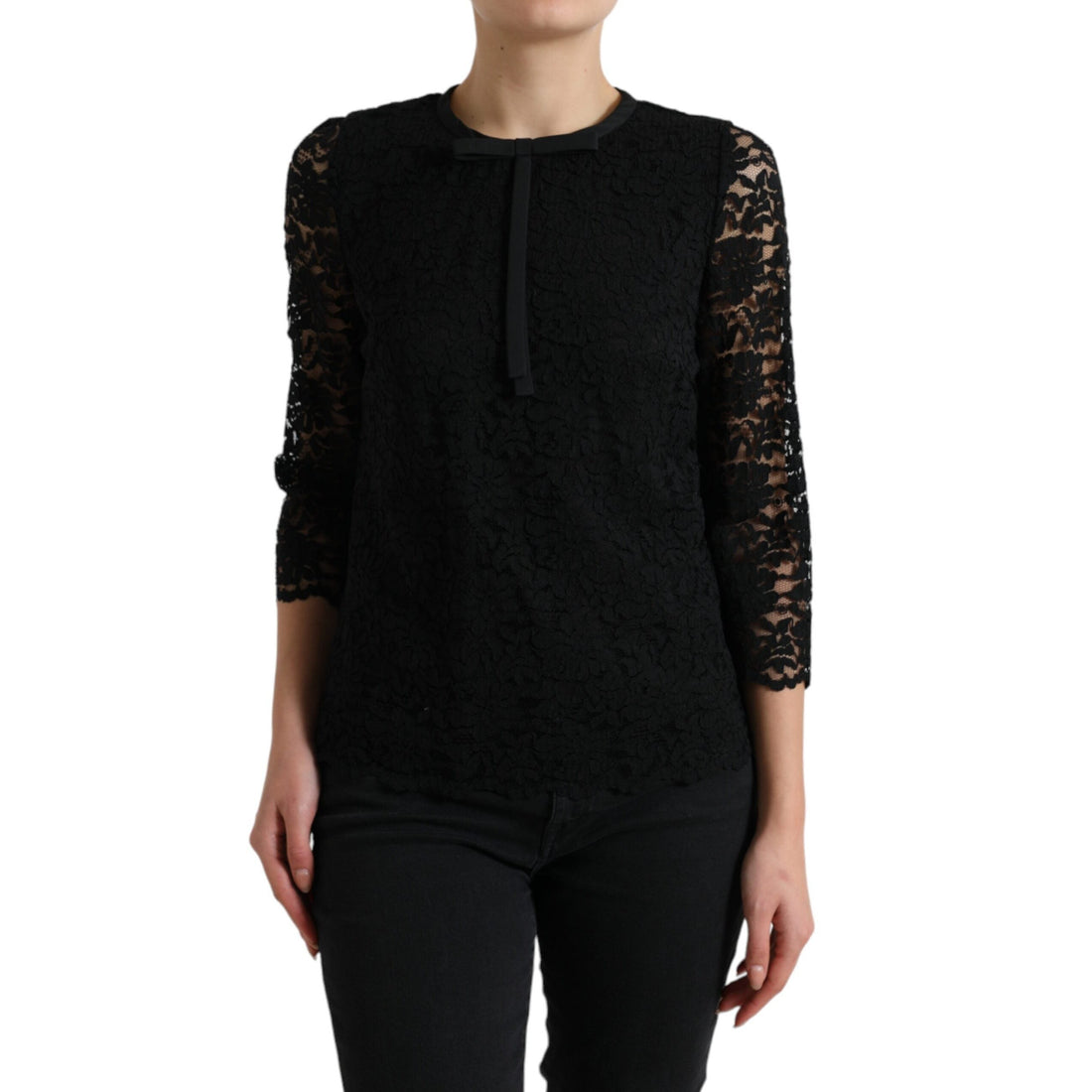 Dolce & Gabbana Elegant Floral Lace Long Sleeve Top