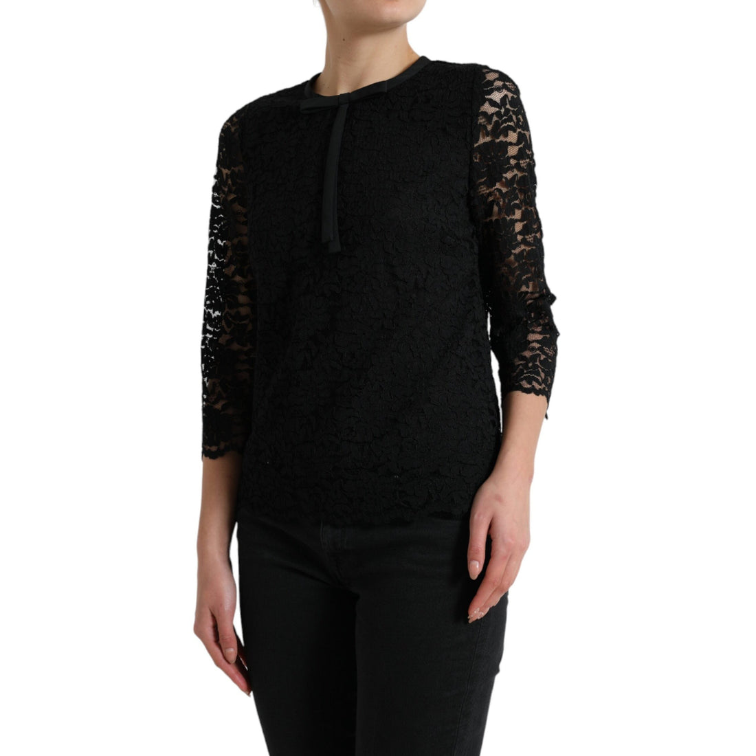 Dolce & Gabbana Elegant Floral Lace Long Sleeve Top