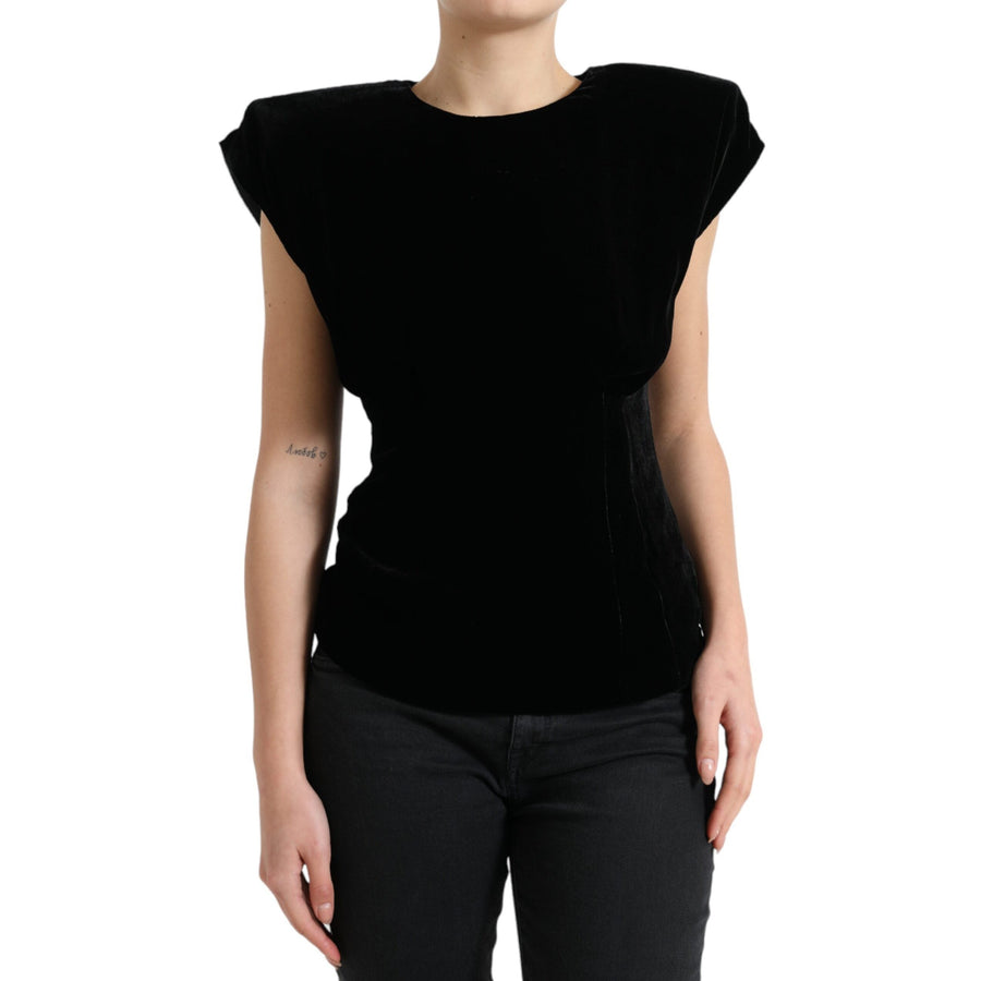 Dolce & Gabbana Velvet Exaggerated Shoulder Top