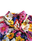 Dolce & Gabbana Floral Silk Blouse with Front Tie Fastening