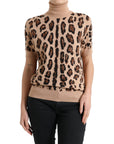 Dolce & Gabbana Elegant Beige Leopard Turtleneck Wool Top