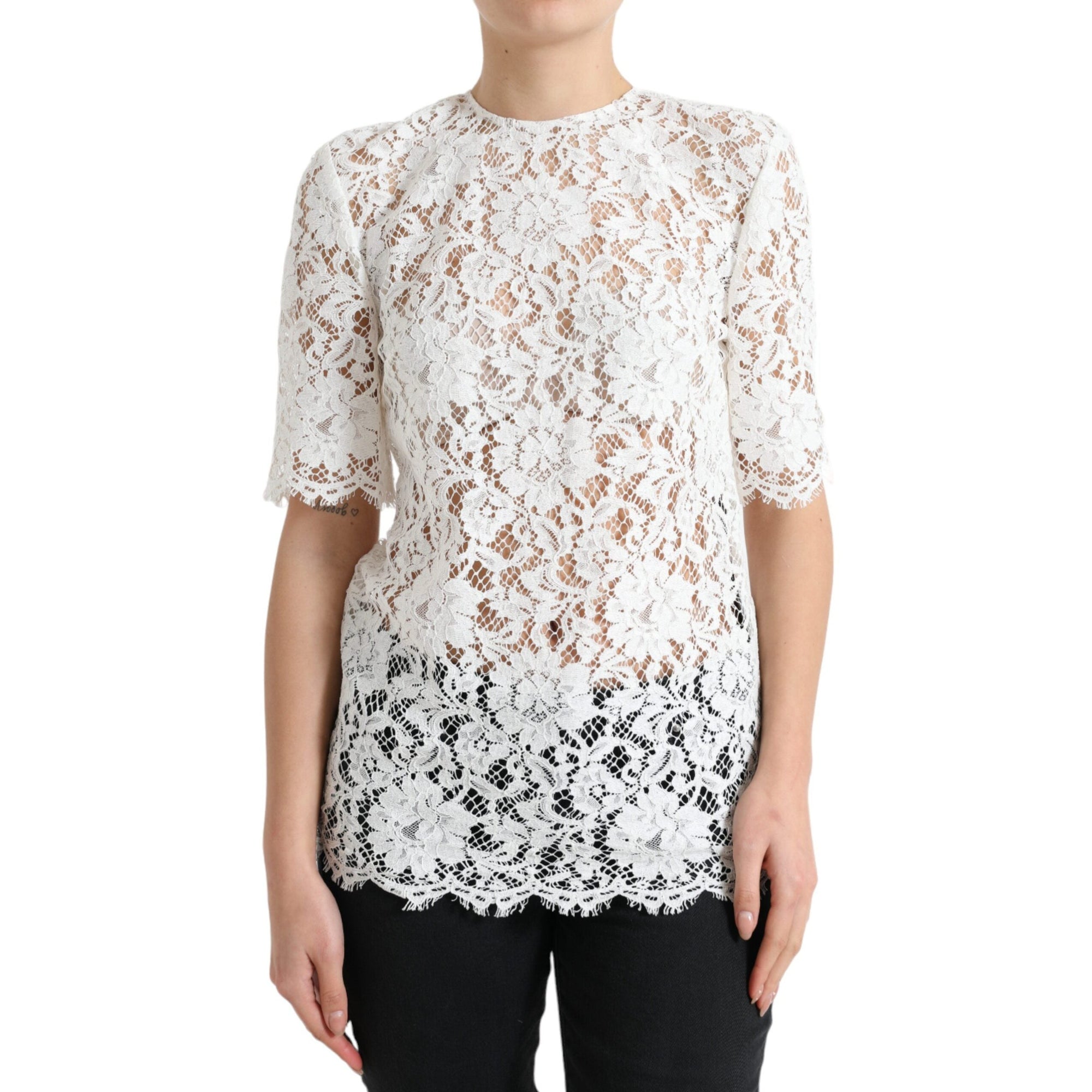 Dolce &amp; Gabbana Elegant White Lace Blouse