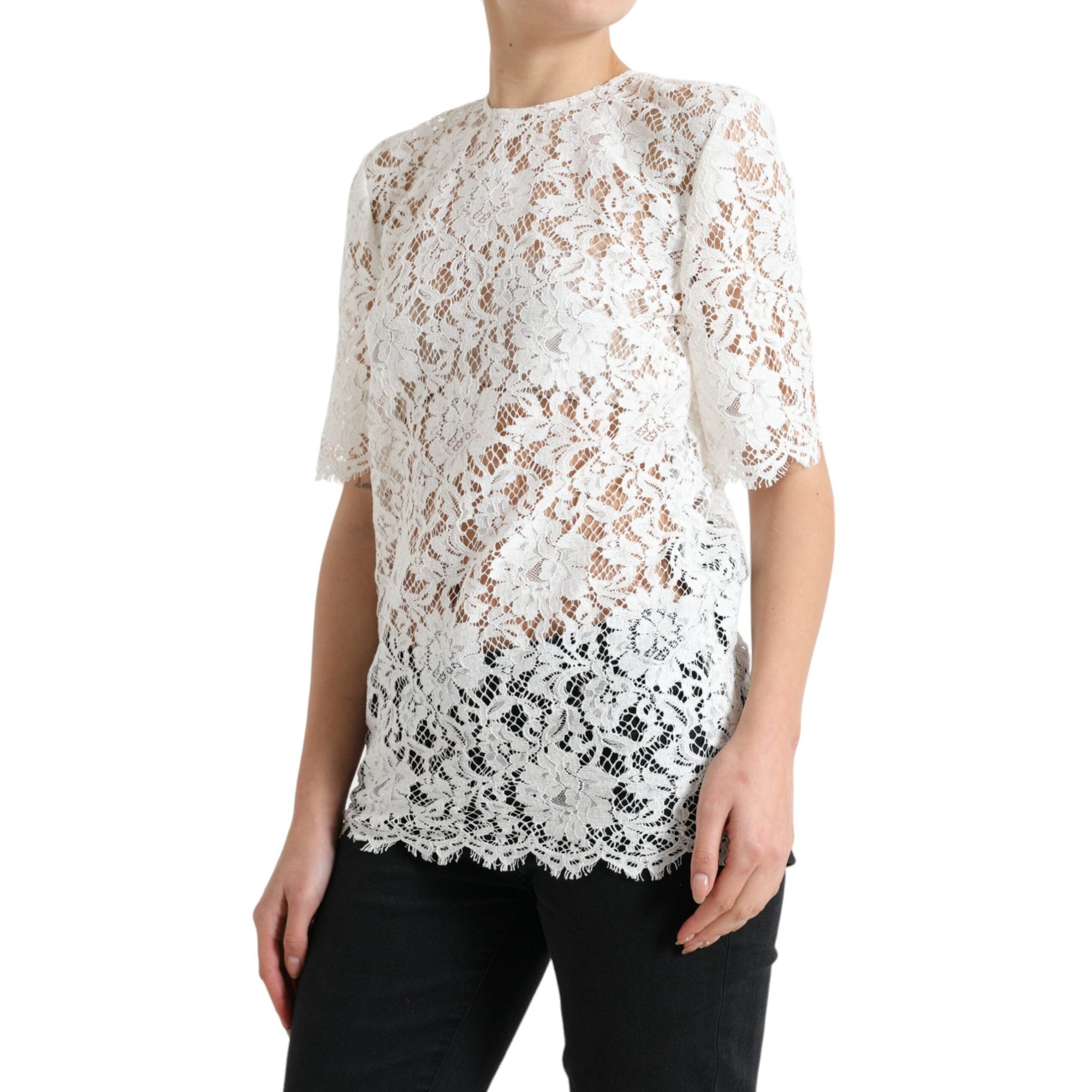 Dolce &amp; Gabbana Elegant White Lace Blouse