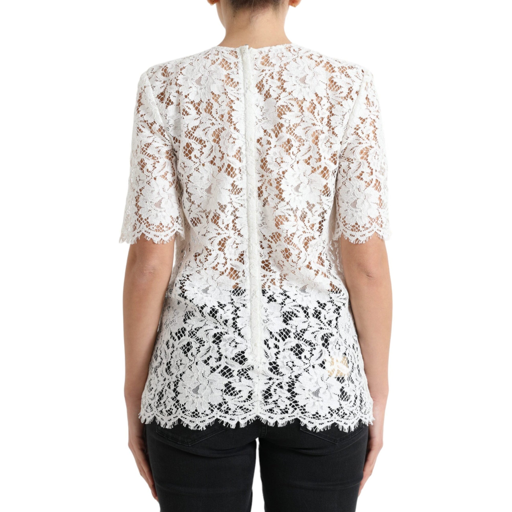 Dolce &amp; Gabbana Elegant White Lace Blouse