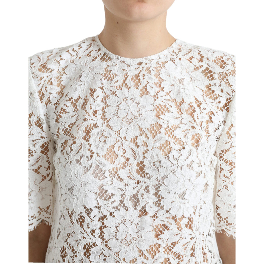 Dolce & Gabbana Elegant White Lace Blouse