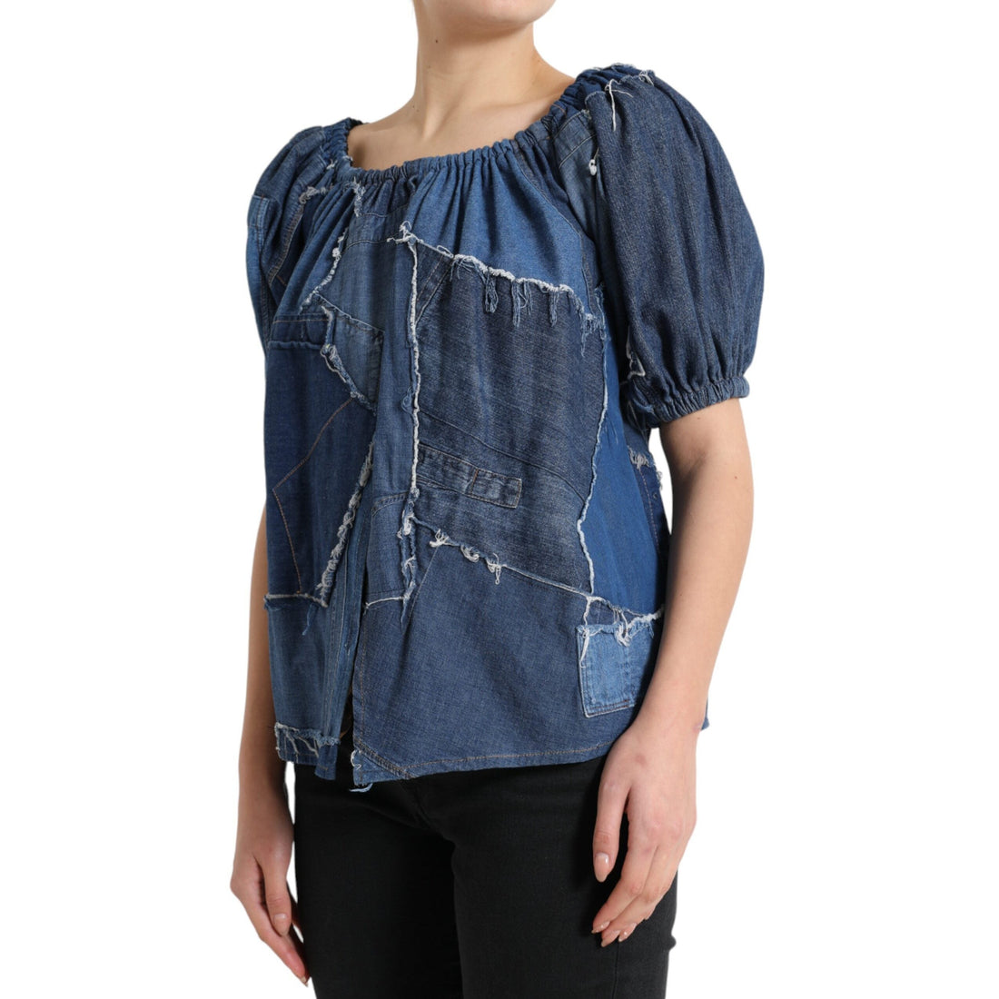 Dolce & Gabbana Elegant Cotton Denim Blouse Top