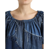 Dolce & Gabbana Elegant Cotton Denim Blouse Top