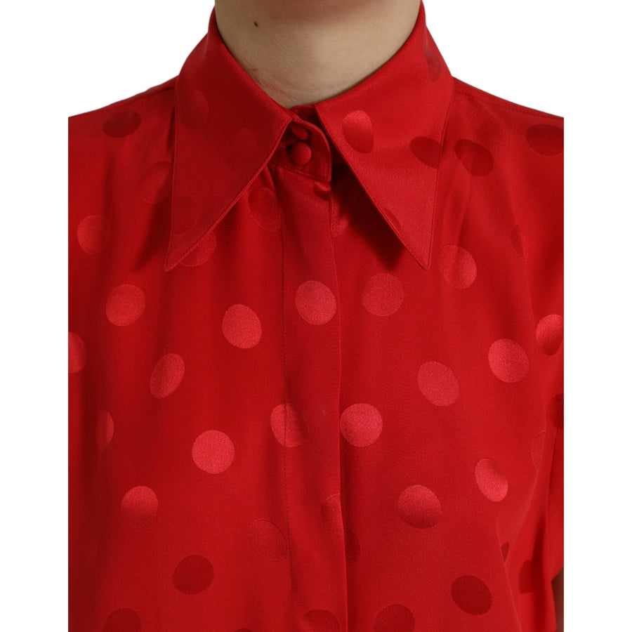 Dolce & Gabbana Elegant Polka Dot Sleeveless Silk Blouse