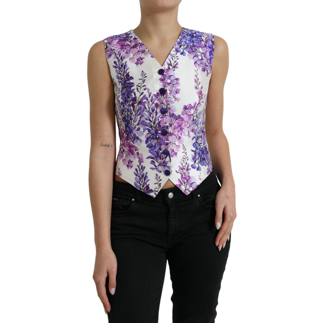 Dolce & Gabbana Floral Print Silk Blend Waistcoat