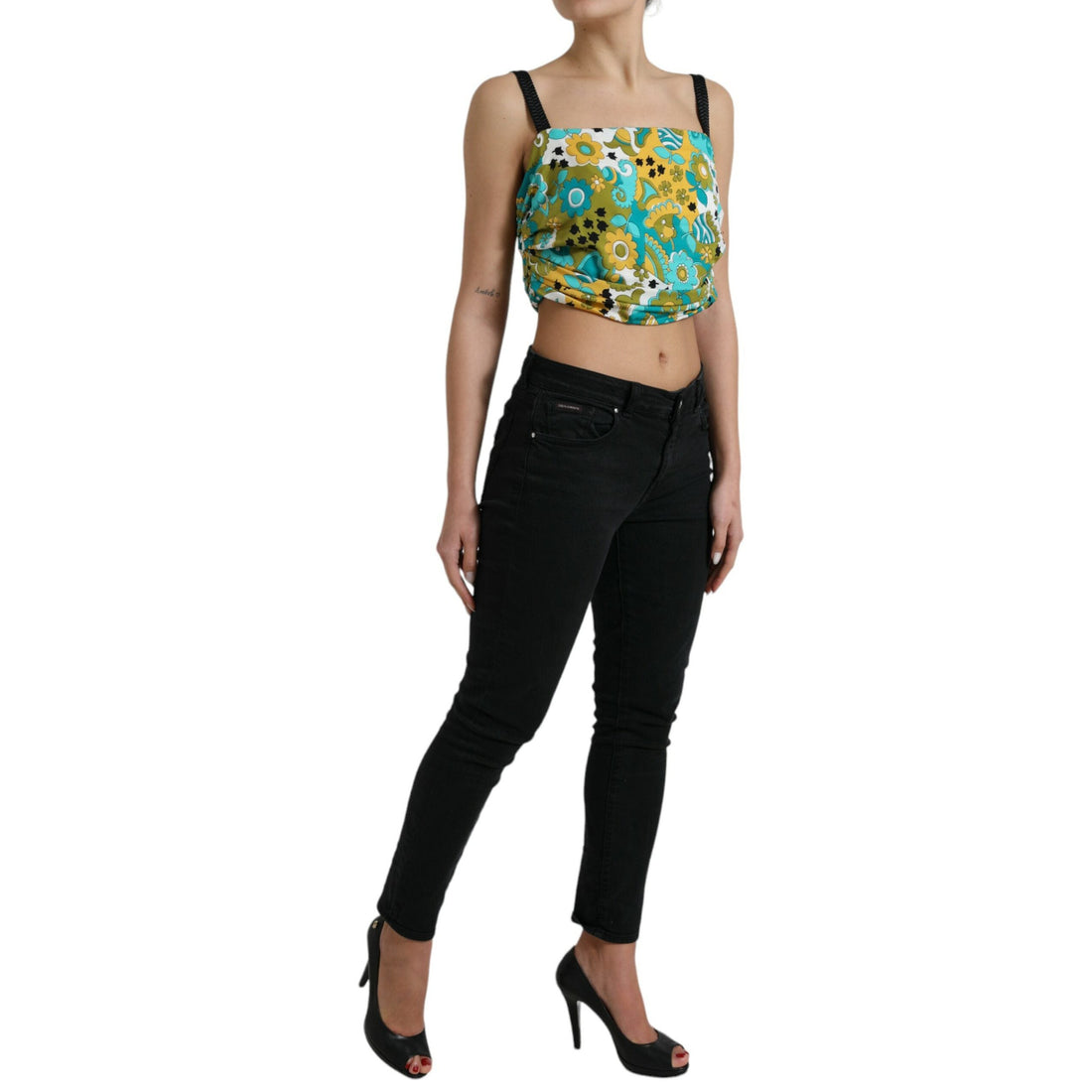 Dolce & Gabbana Elegant Floral Silk Blend Cropped Tank Top