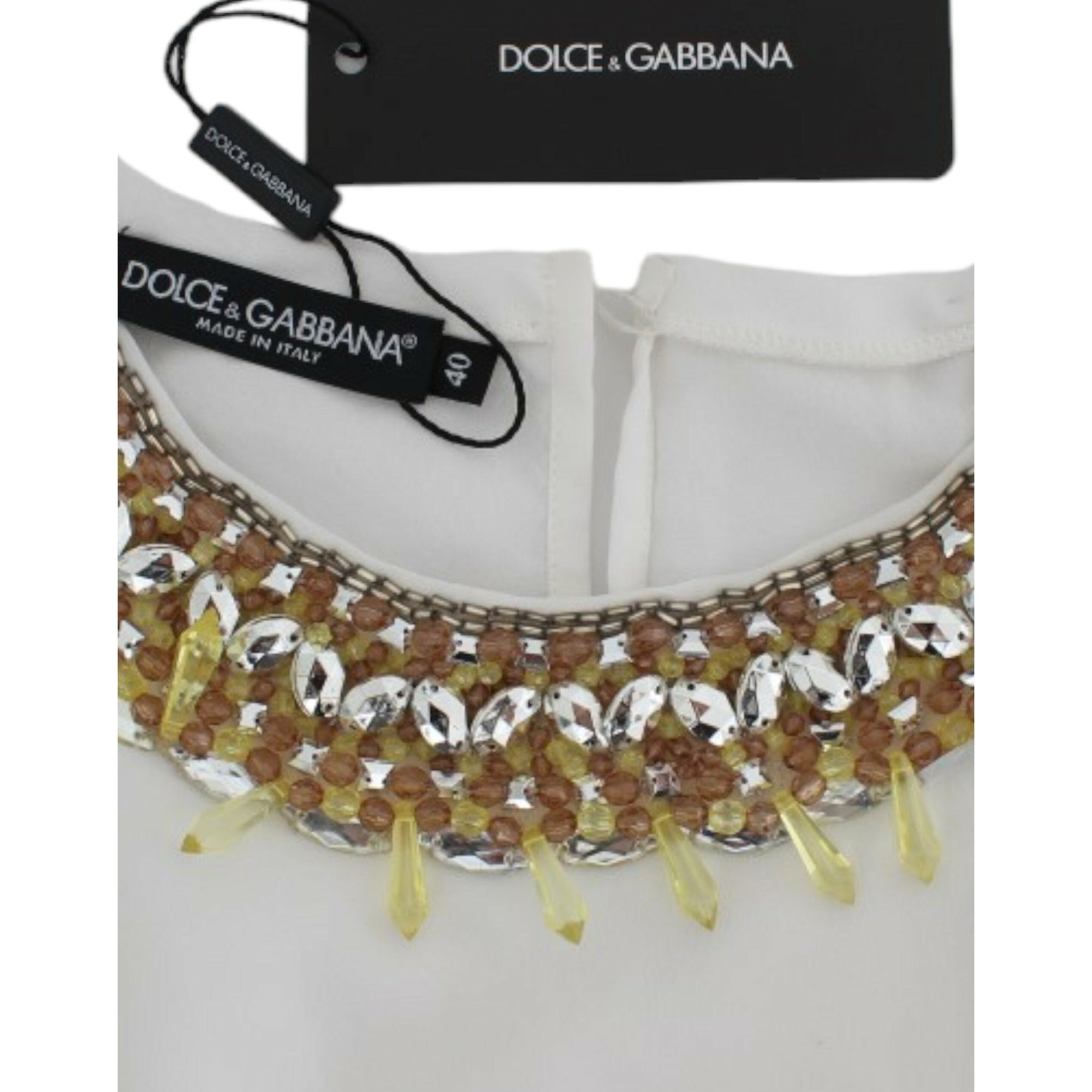 Dolce &amp; Gabbana Elegant Sleeveless Silk Blouse with Crystal Embellishment