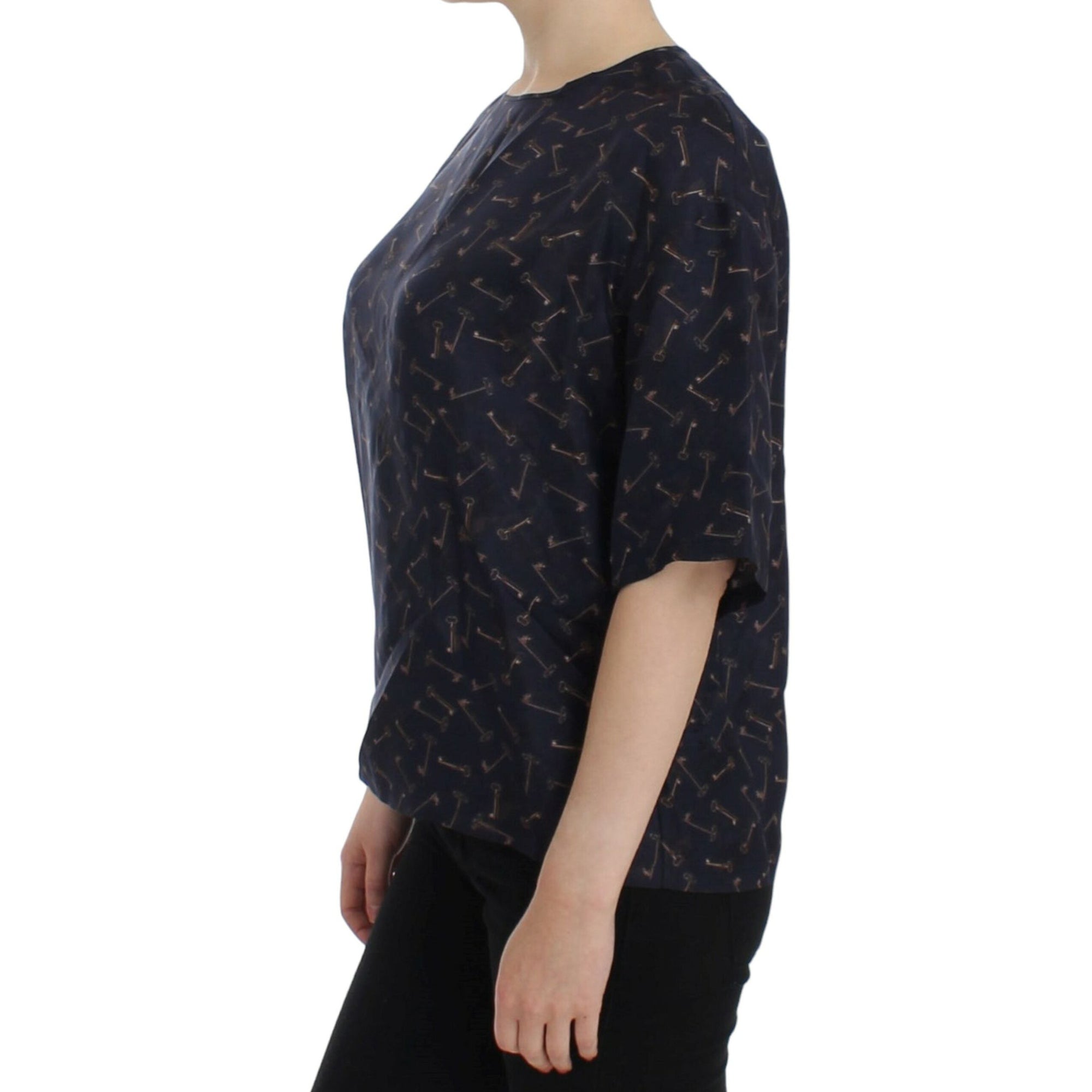 Dolce &amp; Gabbana Enchanted Sicily Silk Blouse with Gold Keys Print