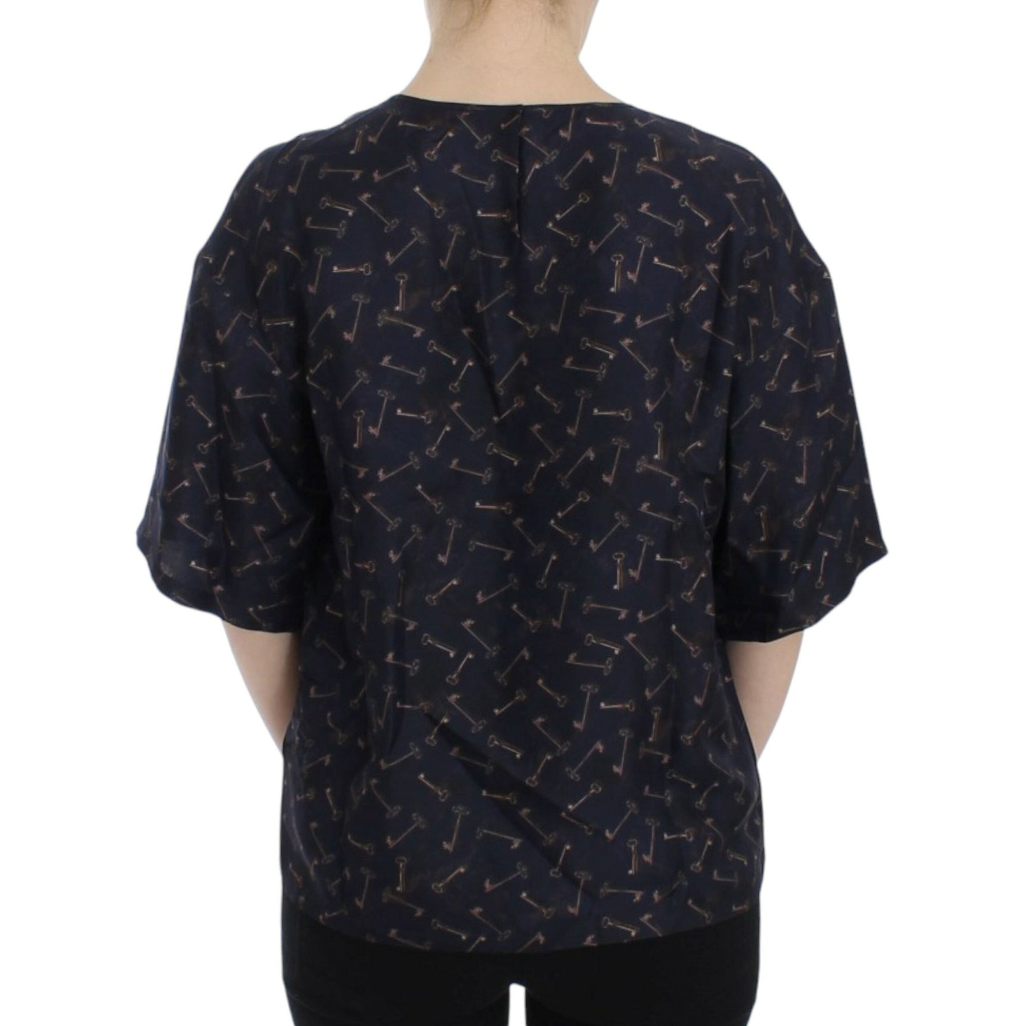 Dolce &amp; Gabbana Enchanted Sicily Silk Blouse with Gold Keys Print