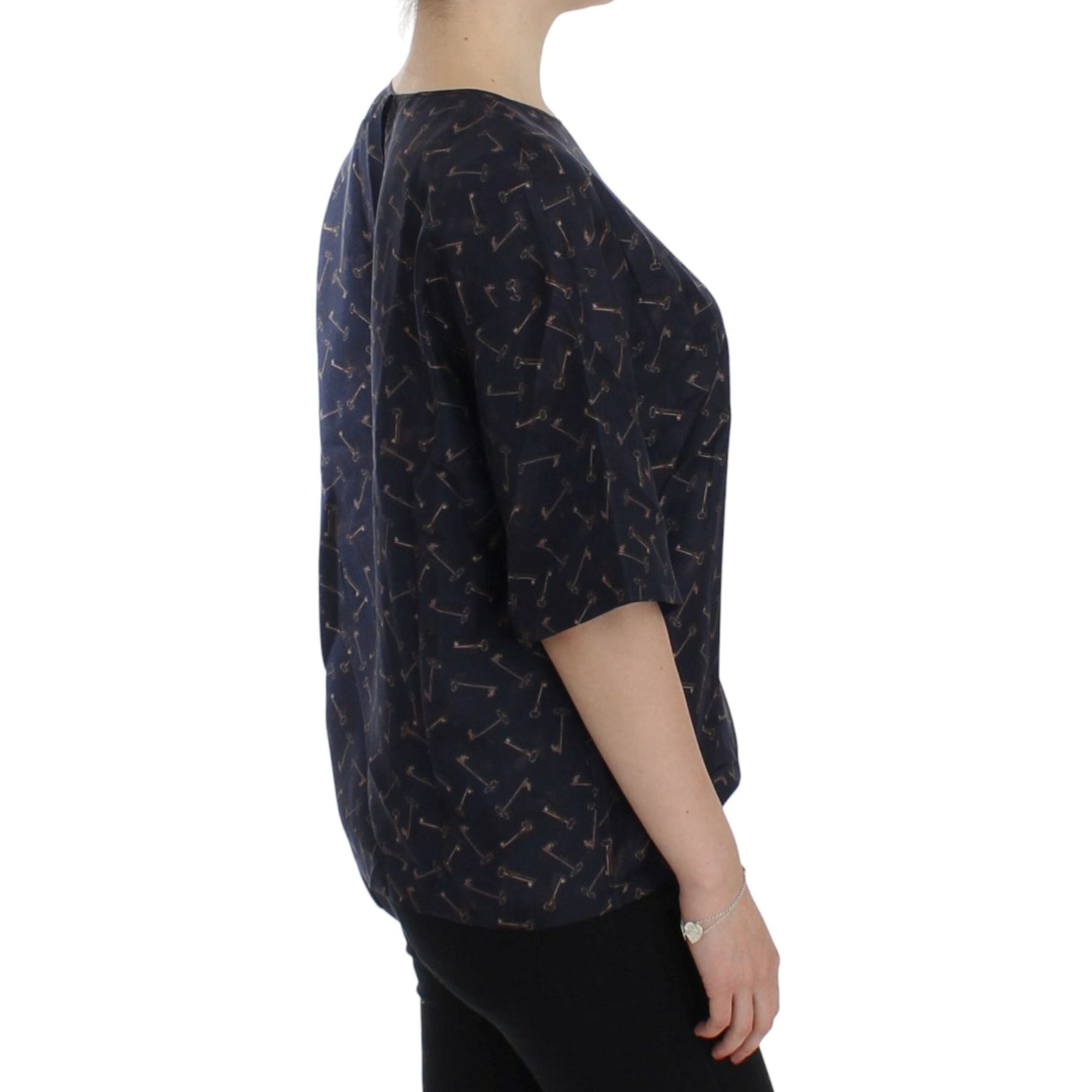 Dolce &amp; Gabbana Enchanted Sicily Silk Blouse with Gold Keys Print