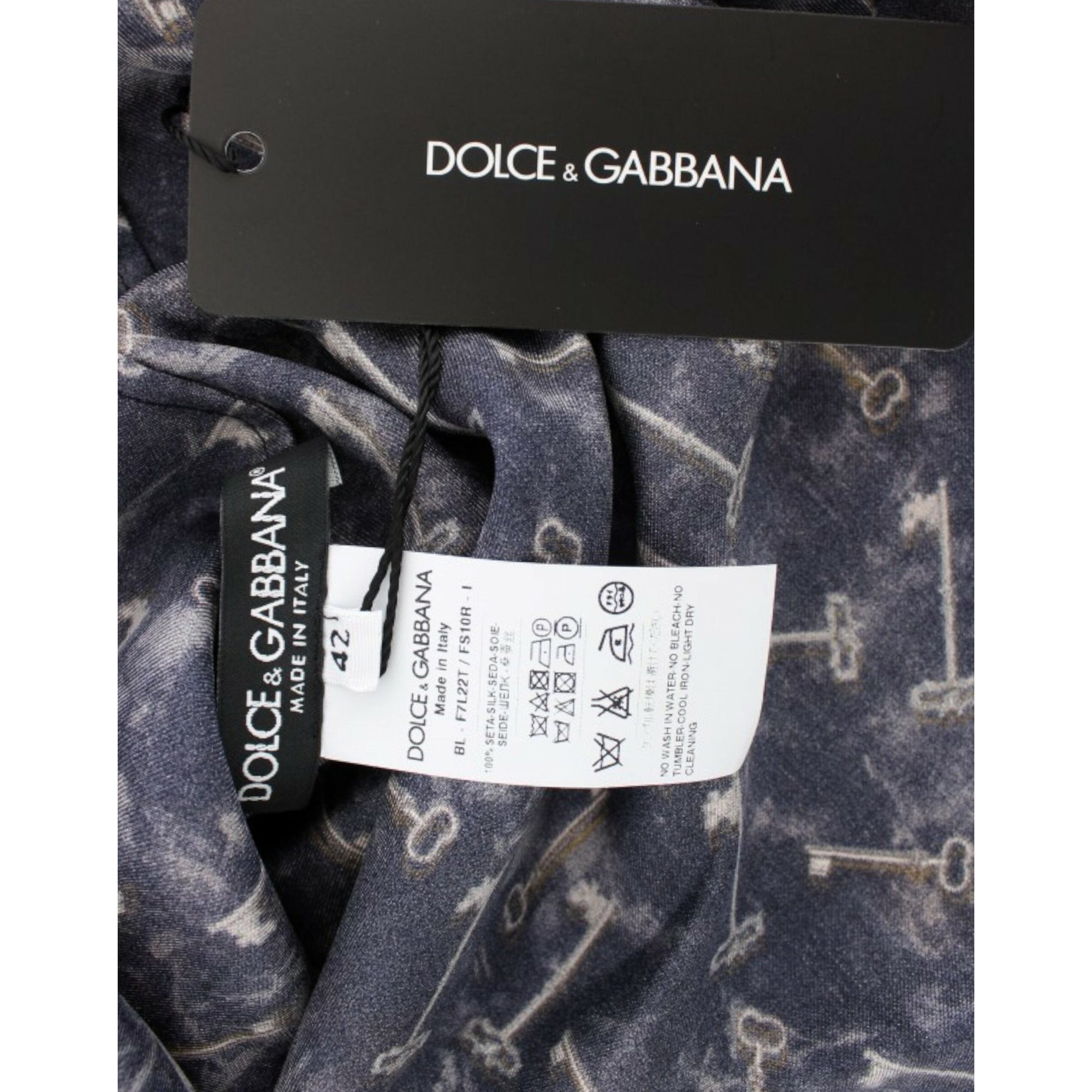 Dolce &amp; Gabbana Enchanted Sicily Silk Blouse with Gold Keys Print