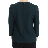 Dolce & Gabbana Enchanted Sicily Green Wool Silk Blend Blouse