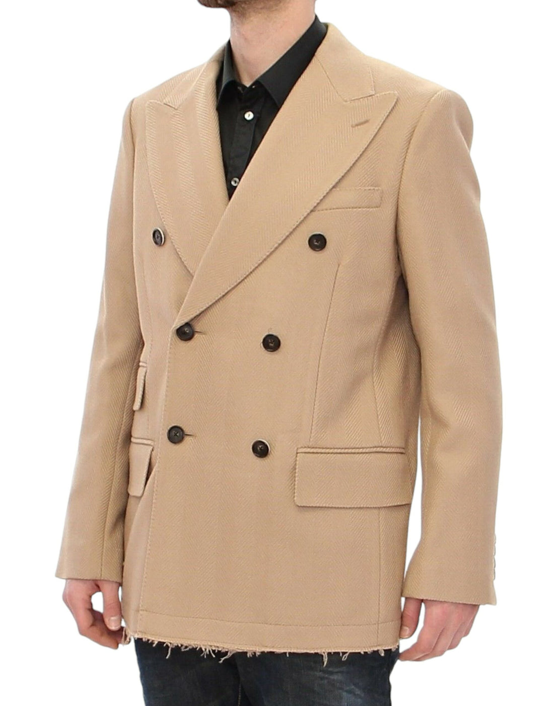 Dolce & Gabbana Elegant Beige Formal Wool Coat