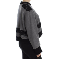 Dolce & Gabbana Elegant Gray Cashmere Blend Lace Sweater