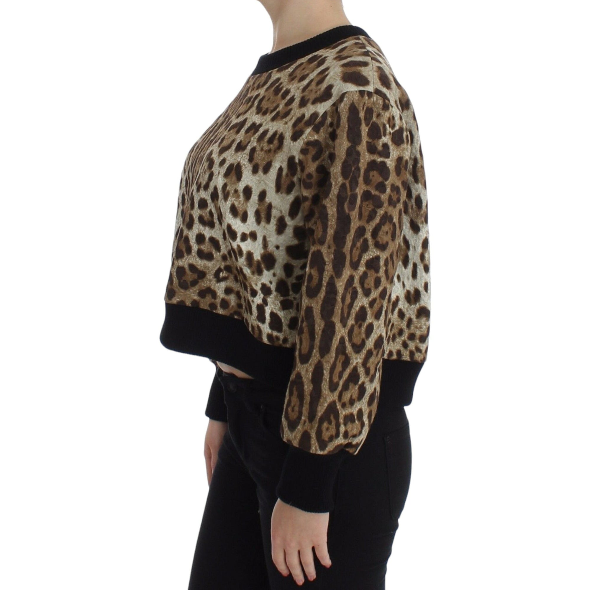 Dolce &amp; Gabbana Elegant Leopard Print Short Sweater Top