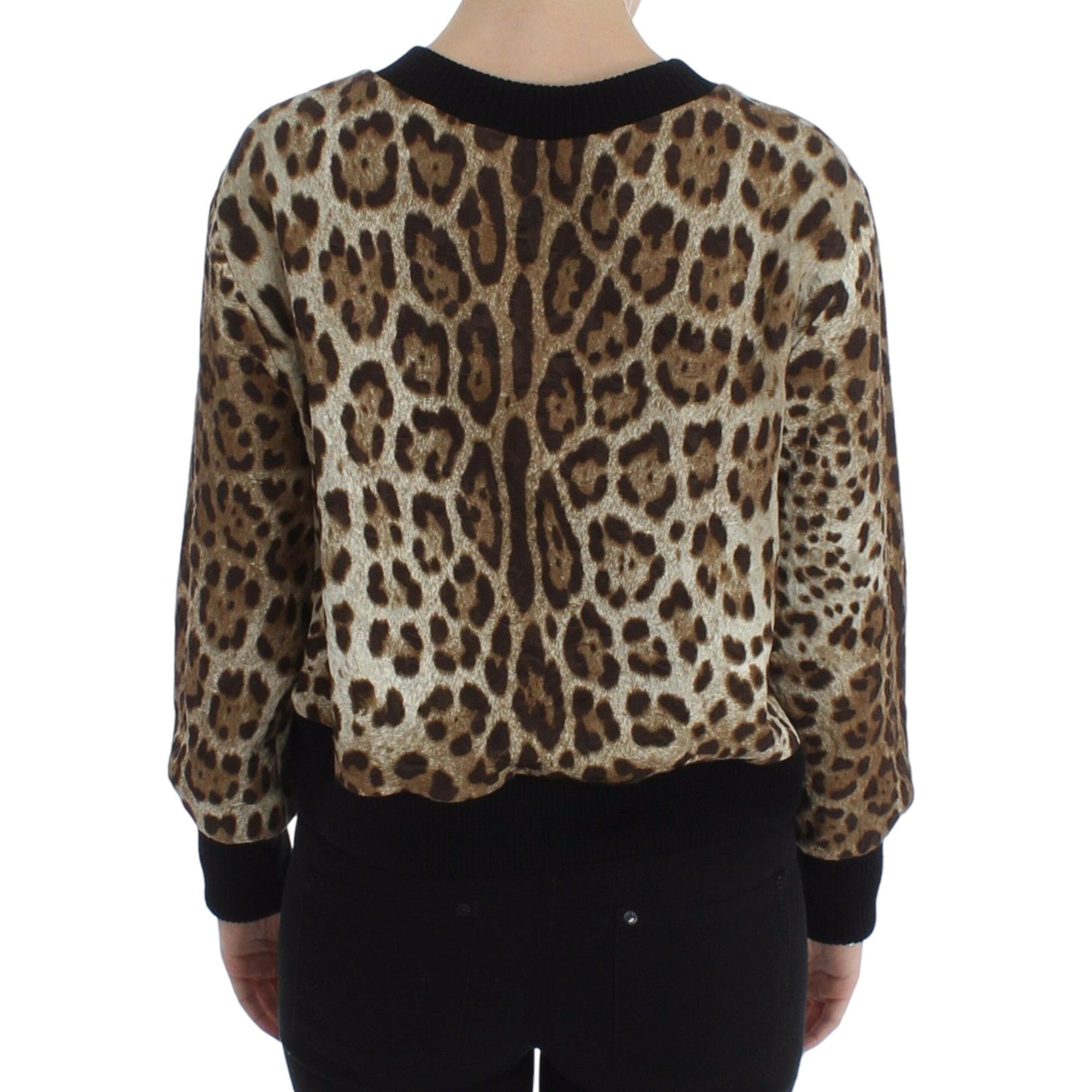 Dolce &amp; Gabbana Elegant Leopard Print Short Sweater Top