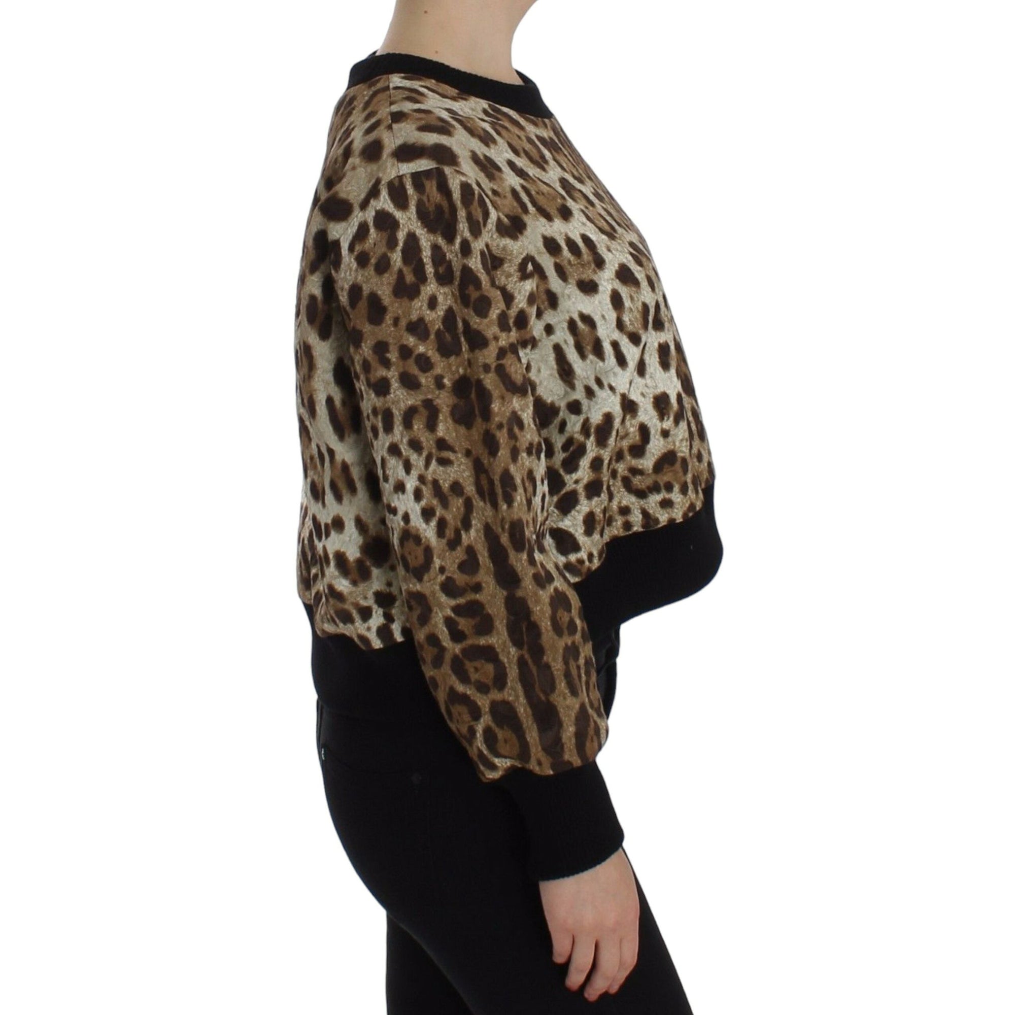 Dolce &amp; Gabbana Elegant Leopard Print Short Sweater Top
