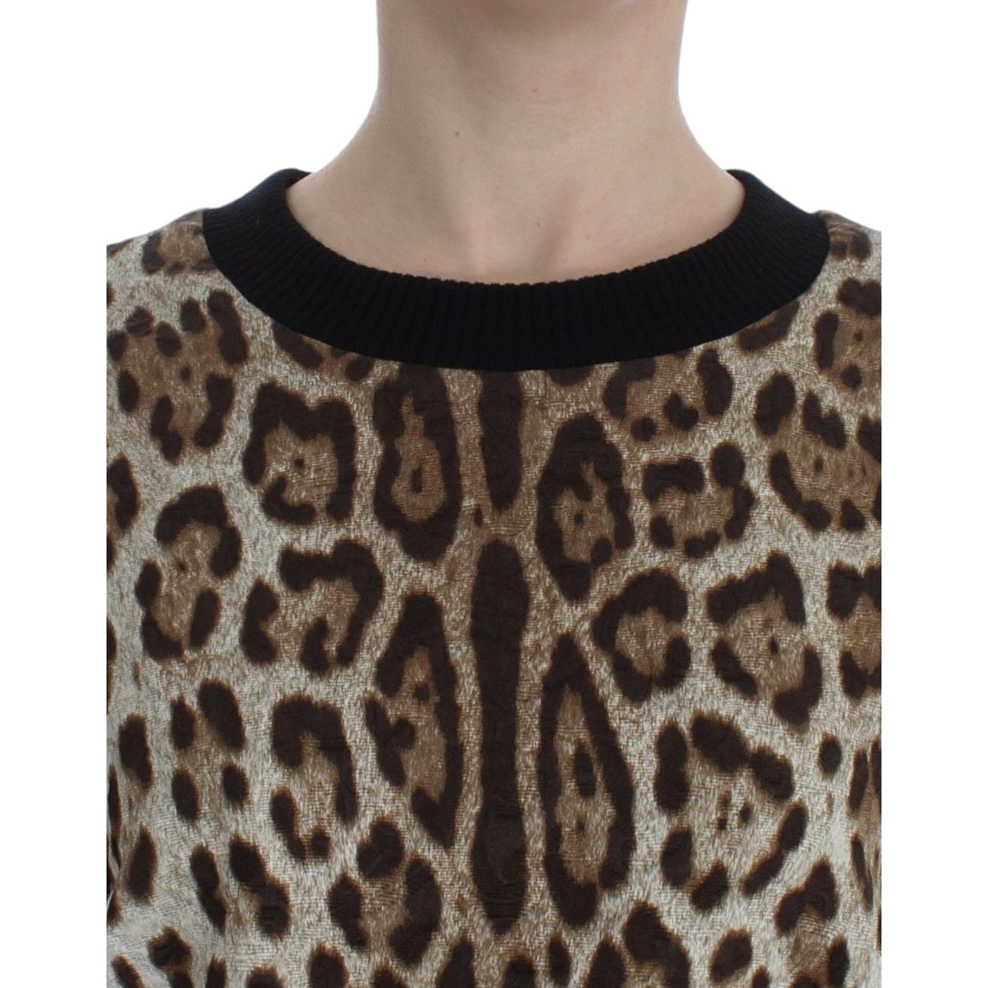 Dolce &amp; Gabbana Elegant Leopard Print Short Sweater Top