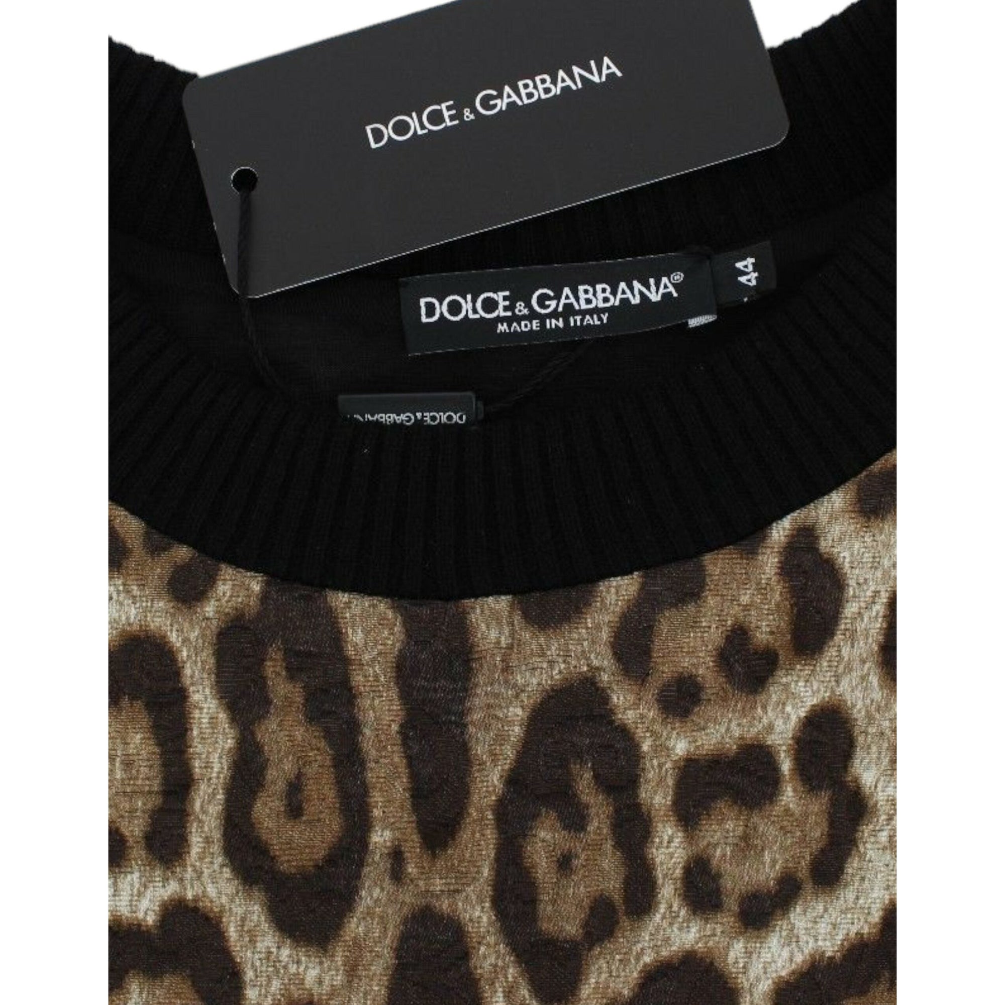 Dolce &amp; Gabbana Elegant Leopard Print Short Sweater Top