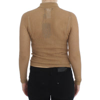 Dolce & Gabbana Beige Knitted Cotton Polo Cardigan Sweater