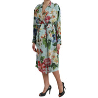 Dolce & Gabbana Elegant Floral Silk Trench Jacket