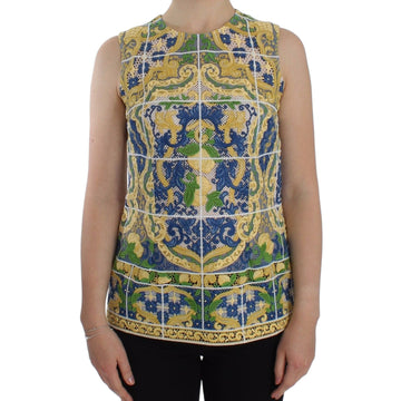 Dolce & Gabbana Majolica Embroidered Sleeveless Elegance