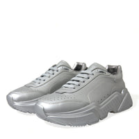 Dolce & Gabbana Elegant Silver Calfskin Leather Sneakers