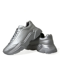 Dolce & Gabbana Elegant Silver Calfskin Leather Sneakers