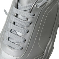 Dolce & Gabbana Elegant Silver Calfskin Leather Sneakers