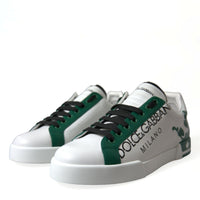 Dolce & Gabbana Elegant White Crown Leather Sneakers