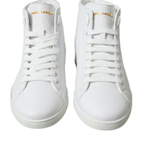 Dolce & Gabbana Elegant White Leather High Top Sneakers